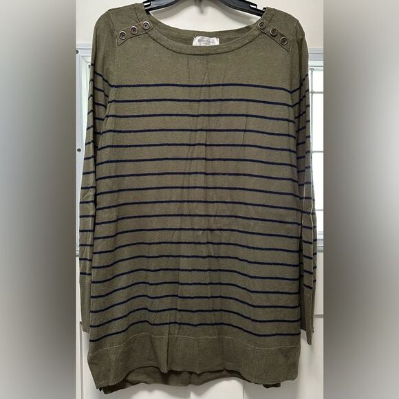 Motherhood Maternity Sweater Green Navy Stripe (508) - Picture 1 of 6